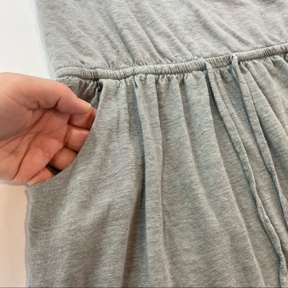 Cynthia Rowley Mini Dress Grey XS Linen Elastic Drawstring Waist Pockets Tank - Picture 5 of 9
